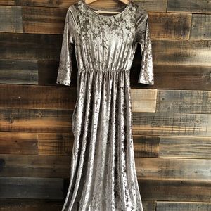 Pink Blush Maternity Maxi Dress Crushed Velvet